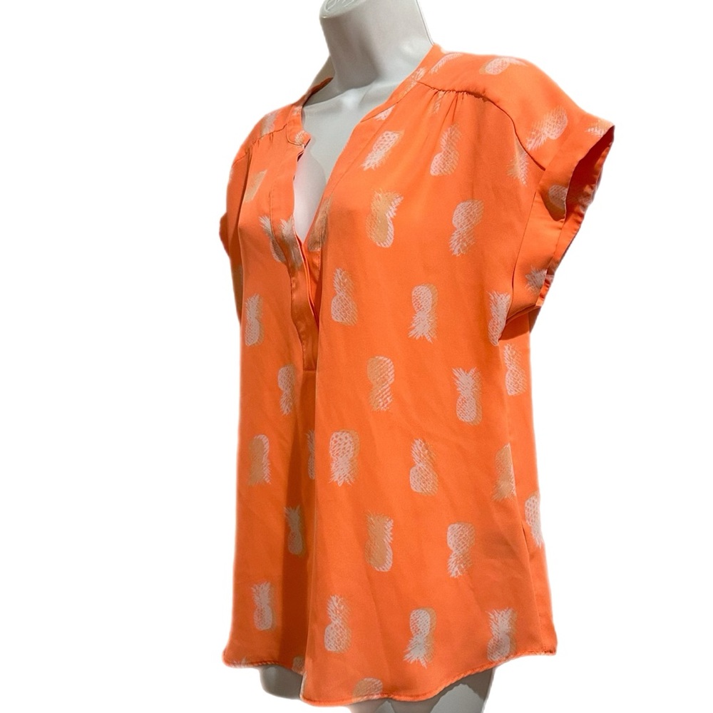 APT 9. Women's Neon Pineapple short sleeve Chiffon Blouse - Picture 4 of 7